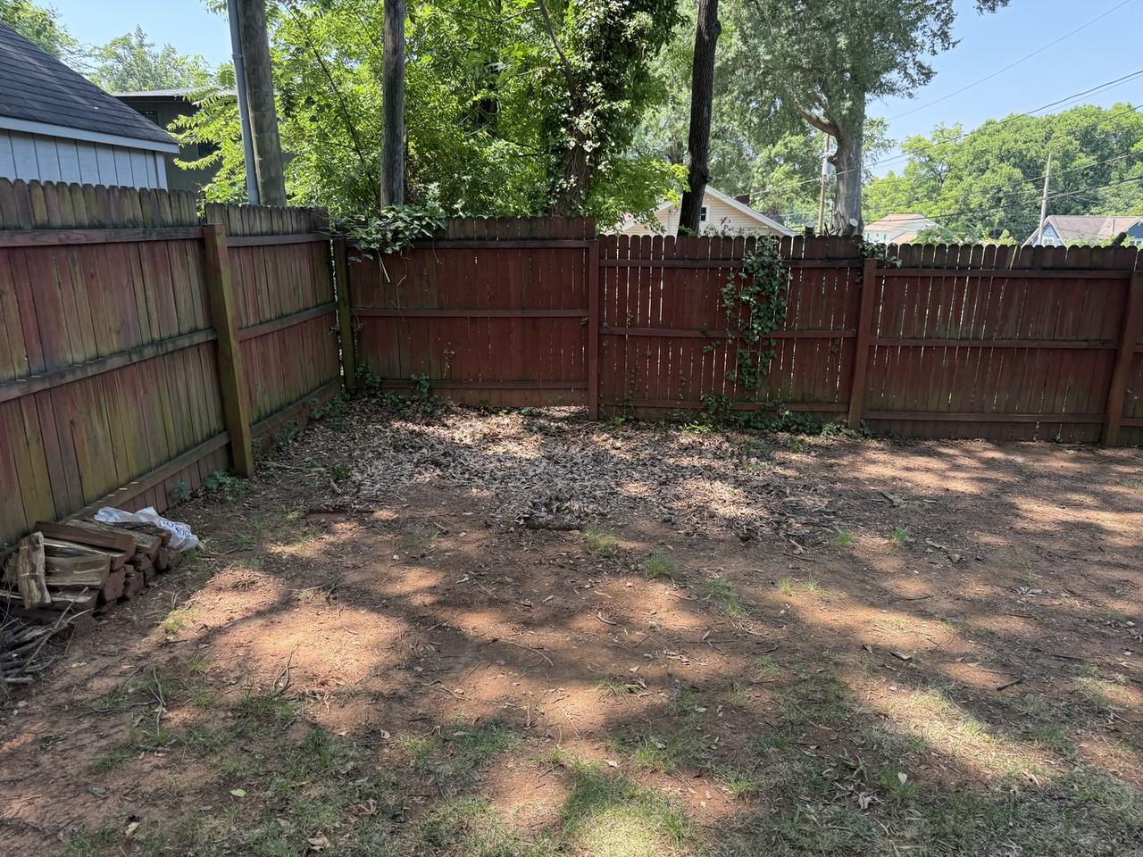 Backyard cleared of debris in Charlotte NC