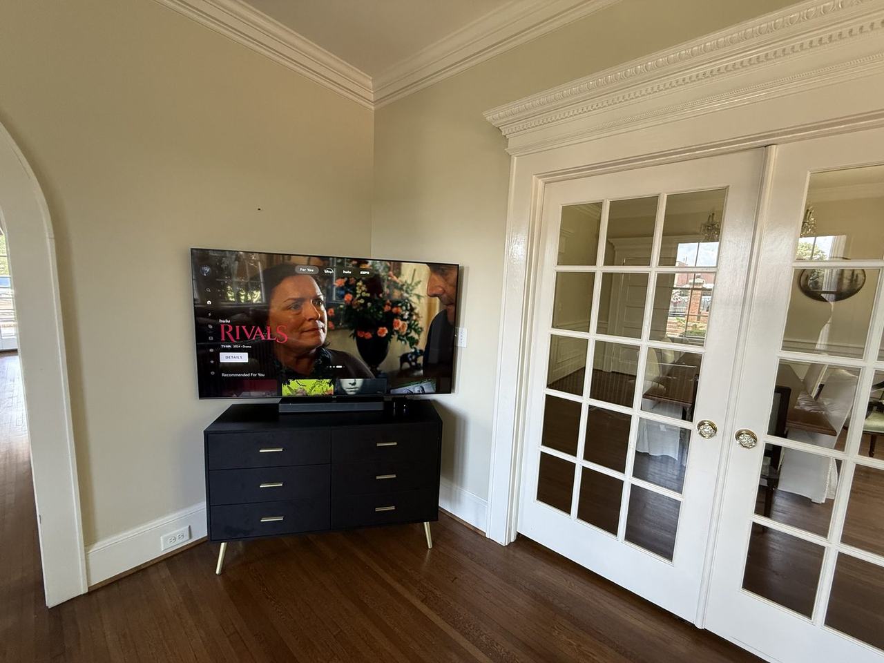 TV mounted in home gym in Charlotte NC